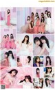 A collage of photos of a group of girls in pink dresses.